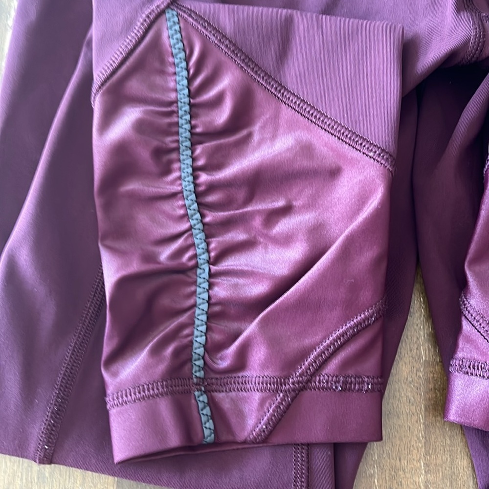 Lululemon 4 Burgundy Leggings with Pink Accents - Picture 5 of 5